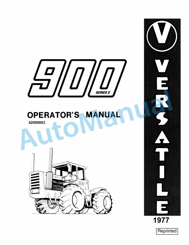 Versatile 900 Series 2 Tractor Operation and Maintenance Manual 42090003