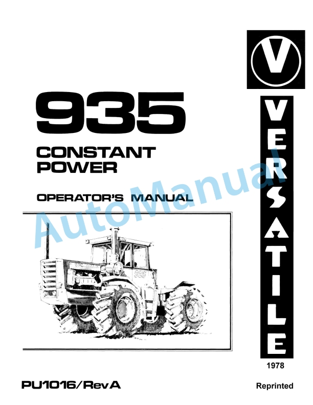 Versatile 935 Constant Power Operation and Maintenance Manual 42093510
