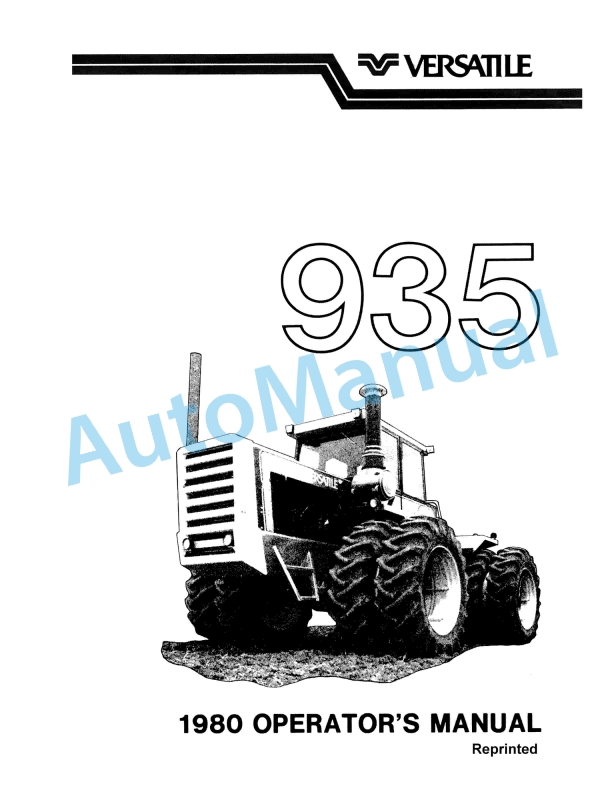 Versatile 935 Tractor Operation and Maintenance Manual 42093512