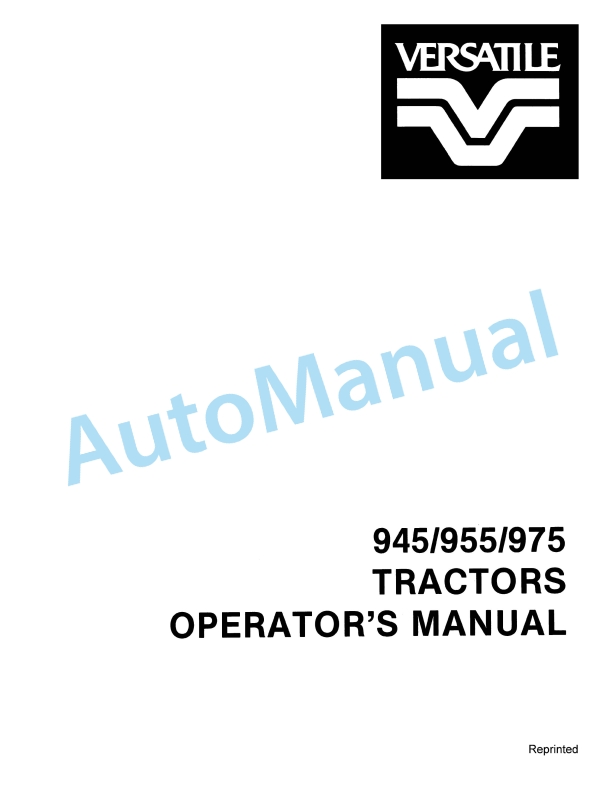 Versatile 945, 955, 975 Tractor Operation and Maintenance Manual 42094530