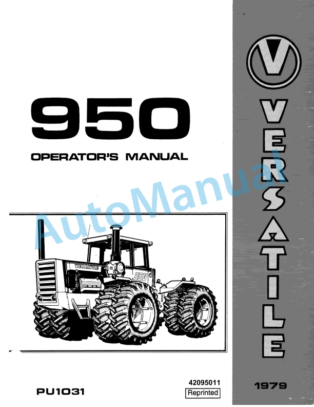 Versatile 950 Tractor Operation and Maintenance Manual 42095011