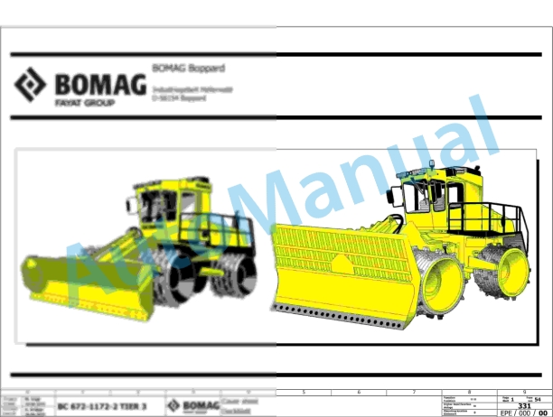 Bomag BC 1172 RB-2 Refuse Compactor Electric, Hydraulic Schematics Diagram 101570851022 - 101570859999