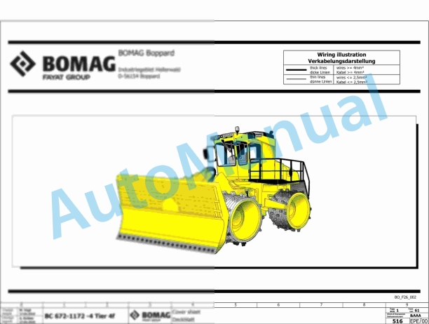 Bomag BC 1172 RB-4 Refuse Compactor Electric, Hydraulic Schematics Diagram 101930801001 - 101930809999