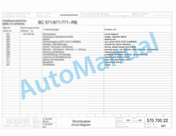 Bomag BC 571 RB Refuse Compactor Electric, Hydraulic Schematics Diagram 101570621033 - 101570621062