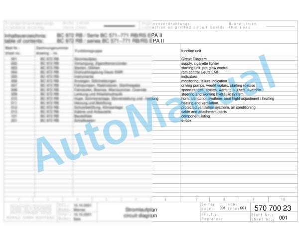 Bomag BC 572 RB Refuse Compactor Electric, Hydraulic Schematics Diagram 101570631001 - 101570631163