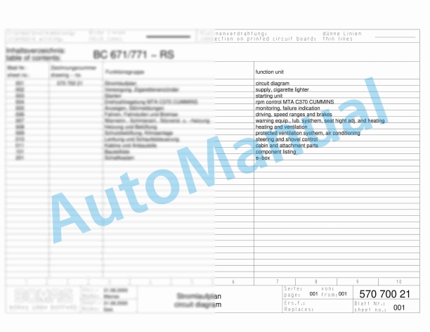 Bomag BC 671 RS Refuse Compactor Electric, Hydraulic Schematics Diagram 101570351018 - 101570351021