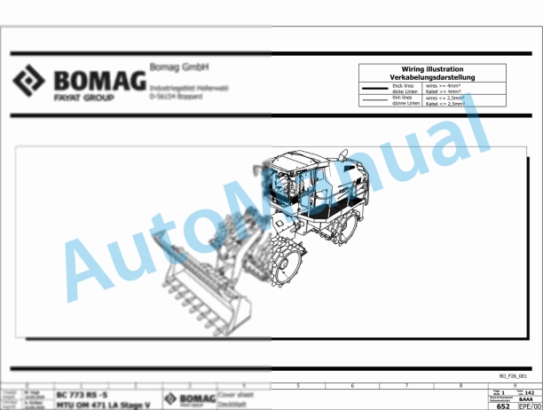 Bomag BC 773 RS-5 Refuse Compactor Electric, Hydraulic Schematics Diagram 101930321001 - 101930329999