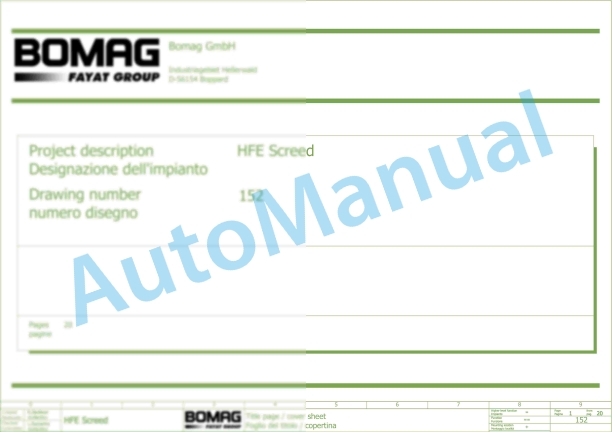Bomag BF 223 C HFE Asphalt Paver Electric Schematics Diagram 821890011001 - 821890019999