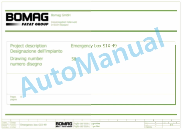 Bomag BF 600 C - E Asphalt Paver Electric Schematics Diagram 821837531001 - 821837531069
