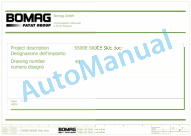 Bomag BF 800 C S500 Asphalt Paver Electric Schematics Diagram 821837711001 - 821837711027
