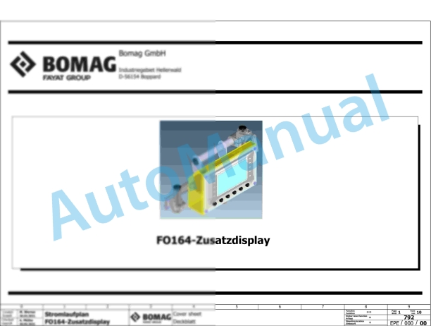 Bomag BM 2000 65 Stage V Road Milling Machine Electric, Hydraulic Schematics Diagram 101887001001 - 101887009999