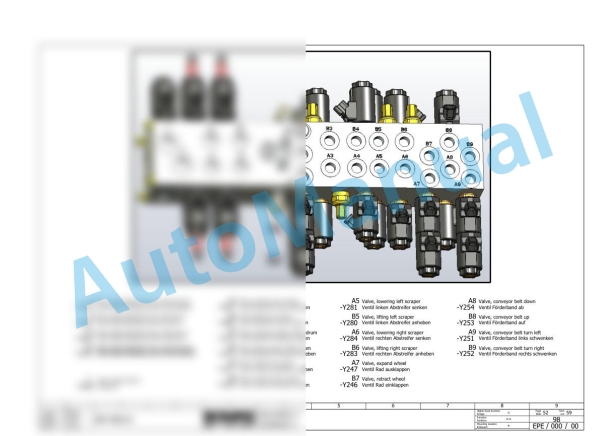 Bomag BM 600-15 EU-Flex Road Milling Machine Electric, Hydraulic Schematics Diagram 101882131001 - 101882139999-3