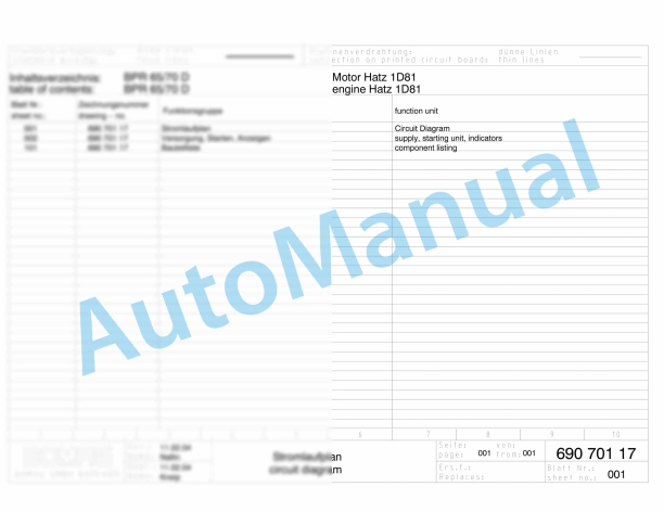 Bomag BPR 100-80 D-E Reversible Vibratory Plates Electric Schematics Diagram 101695321001 - 101695329999