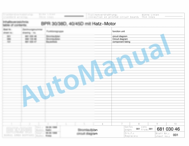 Bomag BPR 30-38 D-3 Reversible Vibratory Plates Electric Schematics Diagram 101680261442 - 101680265403