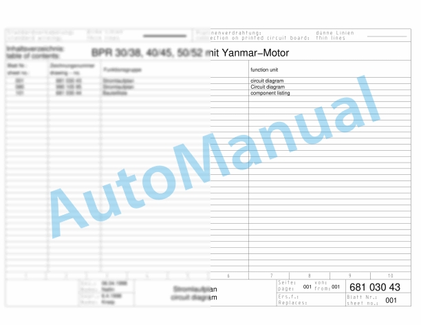 Bomag BPR 30-38 D-3 Reversible Vibratory Plates Electric Schematics Diagram 101680471132 - 101680471279