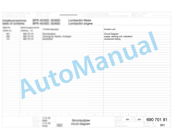 Bomag BPR 45-55 D Reversible Vibratory Plates Electric Schematics Diagram 101692141001 - 101692141832