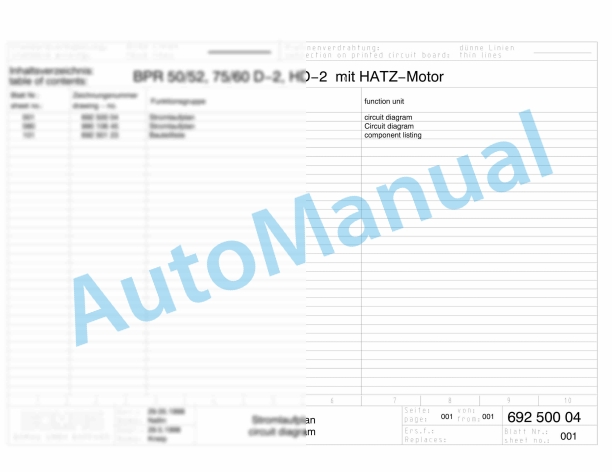 Bomag BPR 50-52 D-3 Reversible Vibratory Plates Electric Schematics Diagram 101690271283 - 101690272980