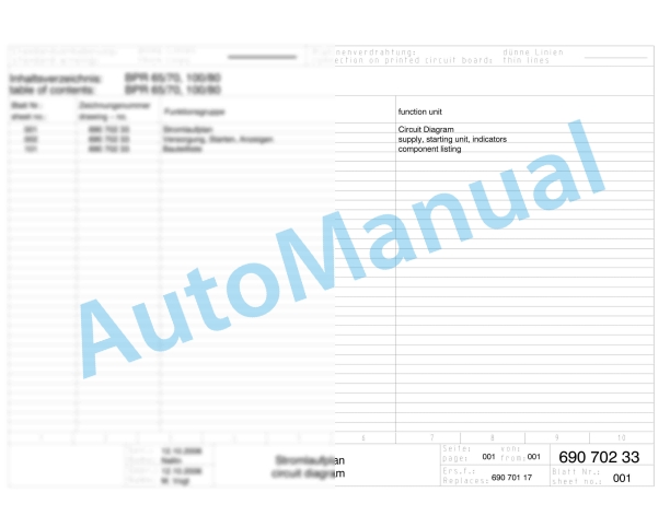 Bomag BPR 50-55 D - EPA4 Reversible Vibratory Plates Electric Schematics Diagram 101692401001 - 101692409999