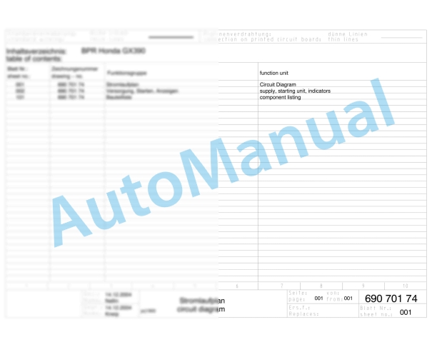 Bomag BPR 60-65 Reversible Vibratory Plates Electric Schematics Diagram 101695401001 - 101695409999