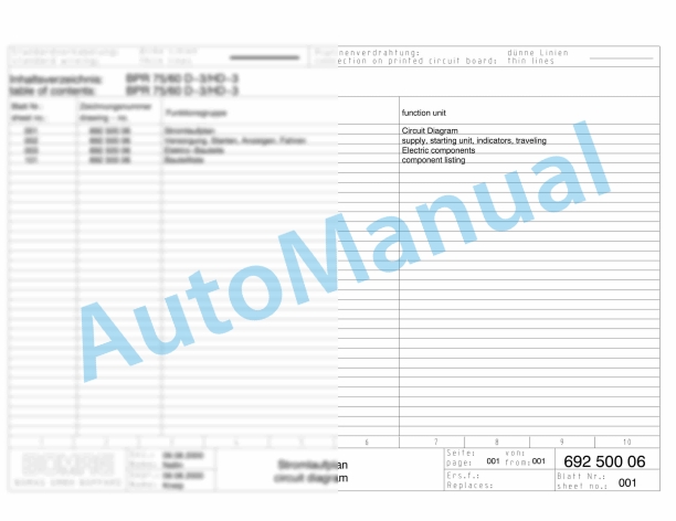Bomag BPR 75-60 D-3 Reversible Vibratory Plates Electric Schematics Diagram 101690651001 - 101690651549