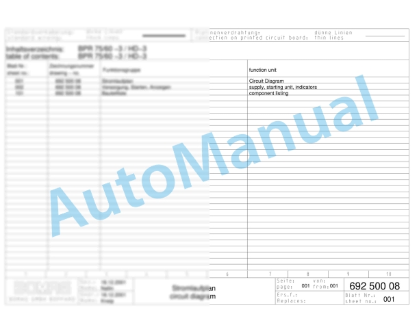 Bomag BPR 75-60 HD-3 Reversible Vibratory Plates Electric Schematics Diagram 101690661001 - 101690661080