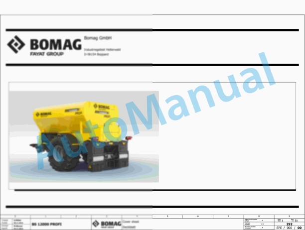Bomag BS 12000 Profi Accessory Equipment Electric, Hydraulic, Pneumatic Schematics Diagram 101910742001 - 101910749999