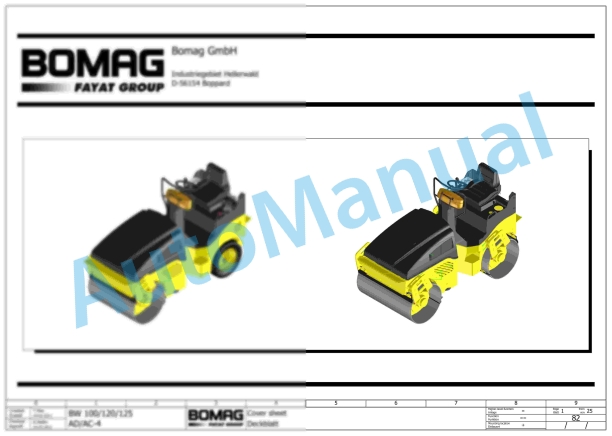 Bomag BW 100 AC-4 Combination Rollers Electric, Hydraulic Schematics Diagram 101880171001 - 101880171105