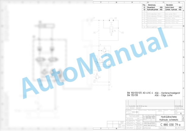 Bomag BW 100 AC-4 Combination Rollers Electric, Hydraulic Schematics Diagram 101880171001 - 101880171105-2