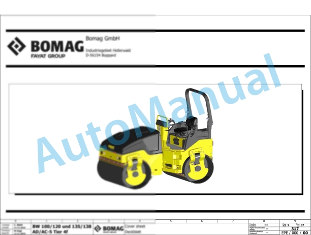Bomag BW 100 AC-5 Combination Rollers Electric, Hydraulic Schematics Diagram 101880581001 - 101880589999
