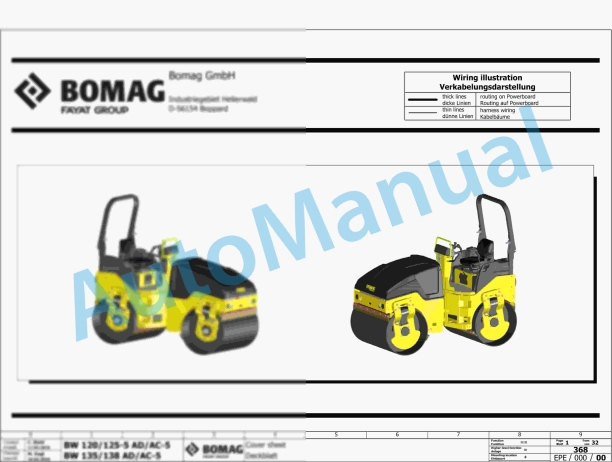 Bomag BW 100 AC-5 Combination Rollers Electric, Hydraulic Schematics Diagram 961880651001 - 961880659999