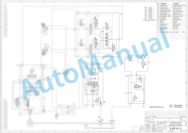 Bomag BW 100 AD-4 Tandem Vibratory Rollers Electric, Hydraulic Schematics Diagram 101880161001 - 101880161368-2
