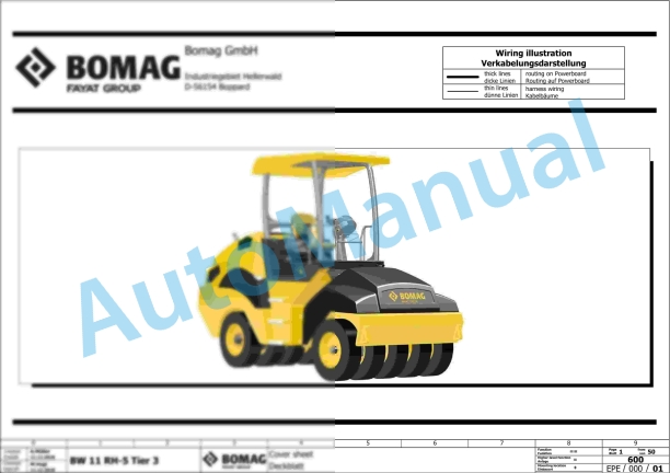 Bomag BW 11 RH-5 Rubber Tyred Rollers Electric, Hydraulic Schematics Diagram 101538751001 - 101538759999