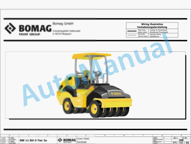 Bomag BW 11 RH-5 Rubber Tyred Rollers Electric, Hydraulic Schematics Diagram 861538731002 - 861538731020