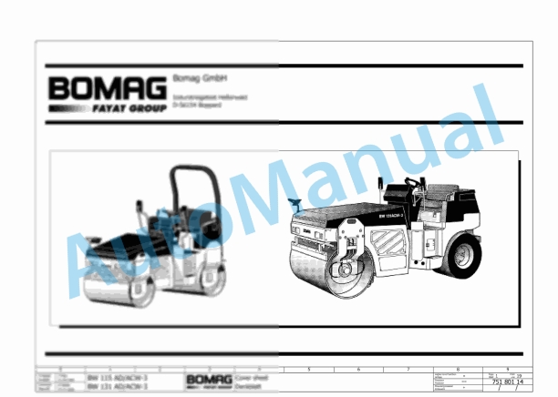 Bomag BW 115 AC-3 Combination Rollers Electric, Hydraulic Schematics Diagram 861750211001 - 861750211326