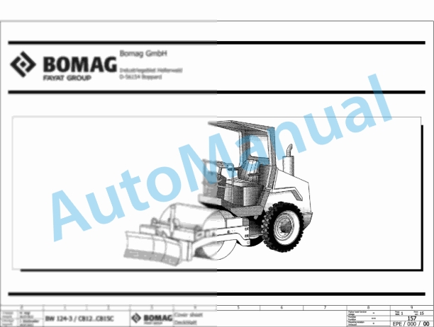 Bomag BW 124 DH-3 Single Drum Vibratory Rollers Electric, Hydraulic Schematics Diagram 901581271001 - 901581279999