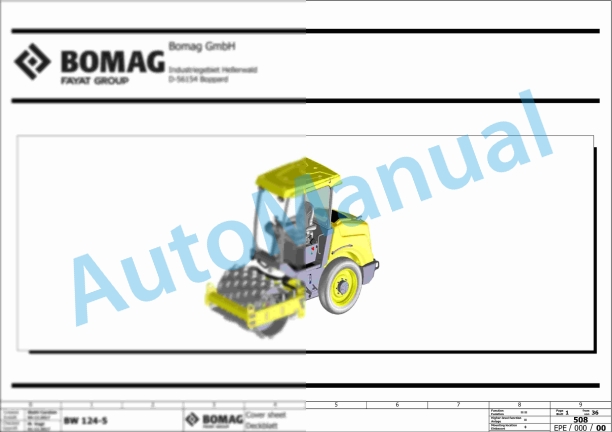 Bomag BW 124 DH-5 Single Drum Vibratory Rollers Electric, Hydraulic Schematics Diagram 101587261001 - 101587269999