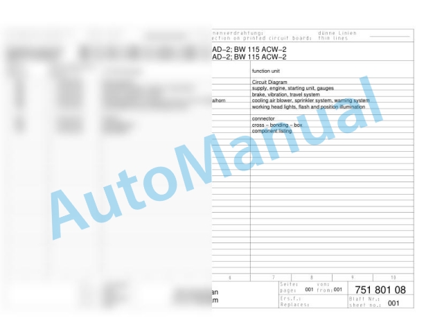 Bomag BW 131 ACW-2 Combination Rollers Electric, Hydraulic Schematics Diagram 101750111004 - 101750111391-3