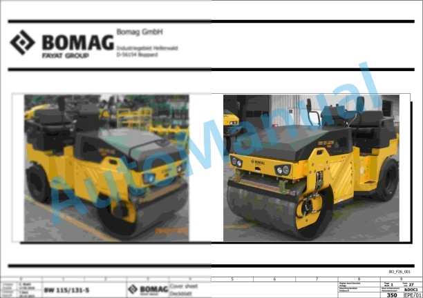 Bomag BW 131 ACW-5 Combination Rollers Electric, Hydraulic Schematics Diagram 861750251001 - 861750251420