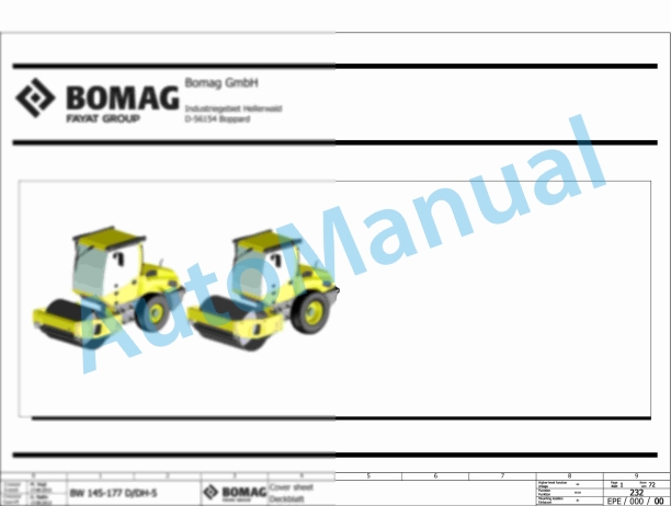 Bomag BW 145 PDH-5 Single Drum Vibratory Rollers Electric, Hydraulic Schematics Diagram 101586021001 - 101586029999