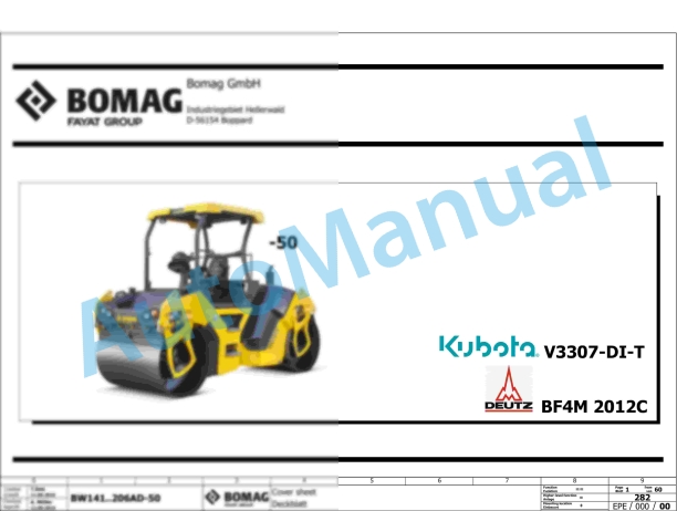 Bomag BW 151 AC-50 Combination Rollers Electric, Hydraulic Schematics Diagram 101921071001 - 101921079999