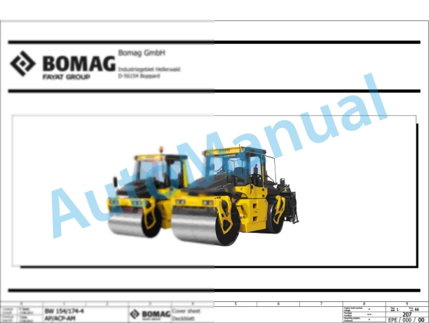 Bomag BW 154 ACP-4 AM Combination Rollers Electric, Hydraulic Schematics Diagram 101870821001 - 101870821006