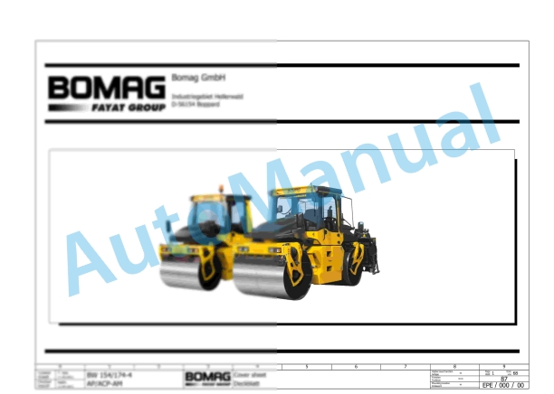 Bomag BW 154 ACP-4 Combination Rollers Electric, Hydraulic Schematics Diagram 101870631001 - 101870639999