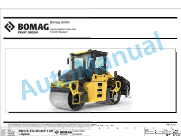 Bomag BW 154 ACP-5 AM Combination Rollers Electric, Hydraulic Schematics Diagram 101871121001 - 101871129999