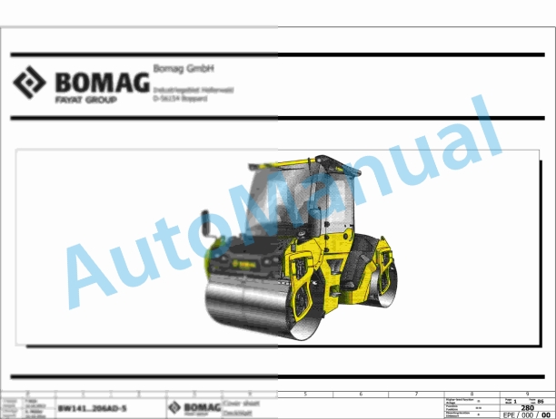 Bomag BW 161 AC-5 Combination Rollers Electric, Hydraulic Schematics Diagram 101921161002 - 101921161003