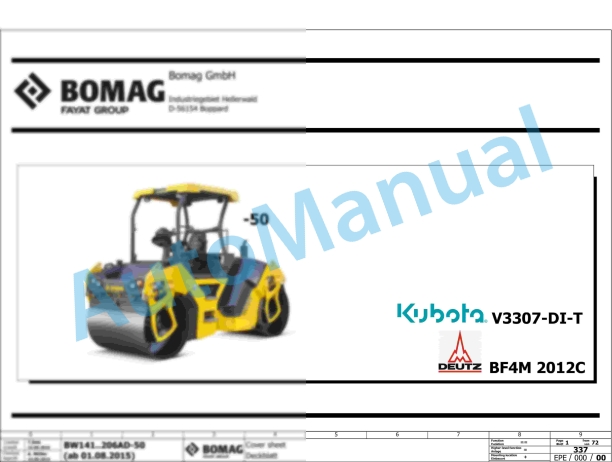 Bomag BW 161 AC-50 Combination Rollers Electric, Hydraulic Schematics Diagram 101921171001 - 101921179999