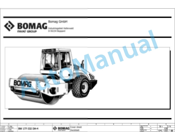Bomag BW 177 DH-4 Single Drum Vibratory Rollers Electric Schematics Diagram 101584101001 - 101584101089