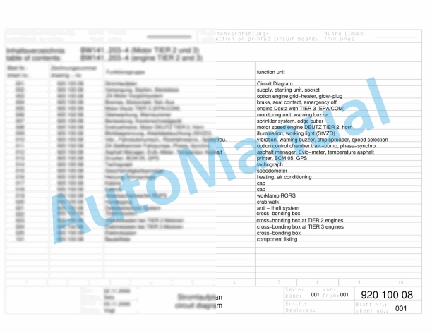 Bomag BW 190 AD-4 AM Tandem Vibratory Rollers Electric, Hydraulic Schematics Diagram 101920291002 - 101920291031