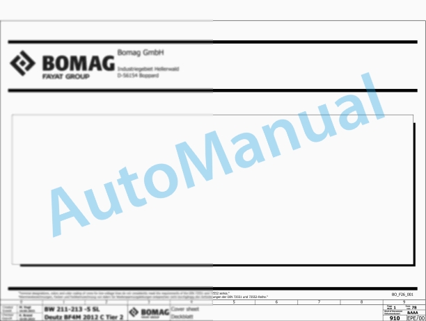 Bomag BW 211 D-5 SL Single Drum Vibratory Rollers Electric, Hydraulic Schematics Diagram 961935001001 - 961935009999