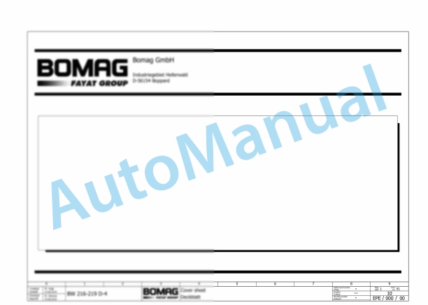 Bomag BW 216 D-4 Single Drum Vibratory Rollers Electric, Hydraulic Schematics Diagram 101584131001 - 101584131170