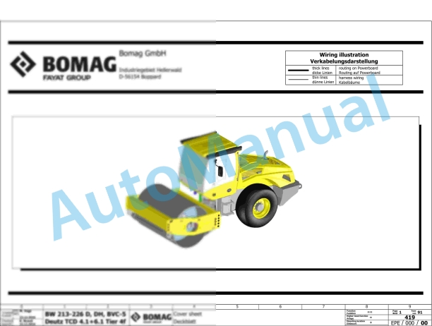 Bomag BW 216 PD-5 Single Drum Vibratory Rollers Electric, Hydraulic Schematics Diagram 101586281001 - 101586289999